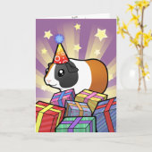 Verjaardag Guinee Pig (glad haar) Kaart (Gele Bloem)