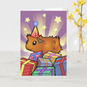 Verjaardag Guinee Pig (Scruffy) Kaart (Gele Bloem)