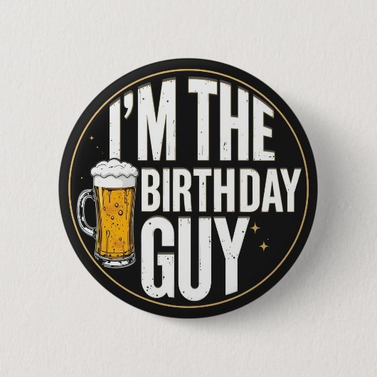 Verjaardag Guy Beer Ronde Button 5,7 Cm (Voorkant)
