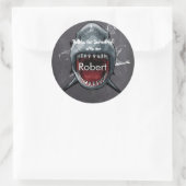 Verjaardag haai, haaienaanval, Bedankt Ronde Sticker (Tas)