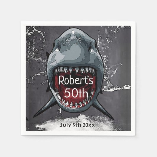 Verjaardag haai, haaienaanval, servet (Voorkant)