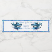 Verjaardag haai, haaienaanval, waterfles etiket (Enkel label)