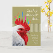 Verjaardag Haan Wensen voor Mam, Cock-a-doodle-doo Kaart (Gele Bloem)