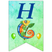 Verjaardag hagedis ballonnen levendige kleur blauw vlaggetjes (Eerste vlag)