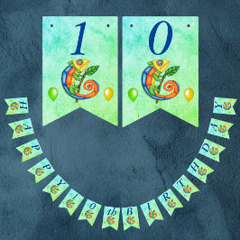 Verjaardag hagedis ballonnen levendige kleur blauw vlaggetjes