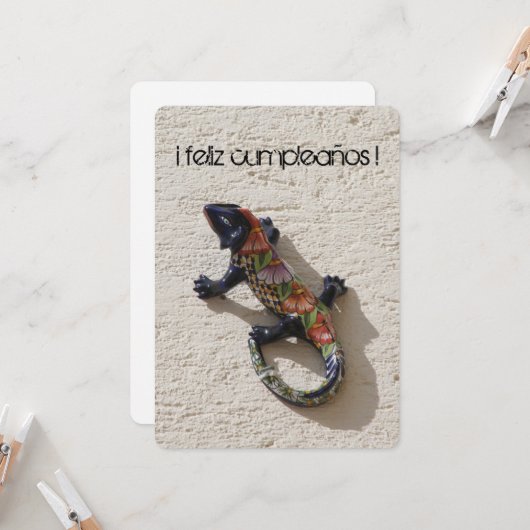 verjaardag hagedis kaart (Voorkant / Achterkant in situ)