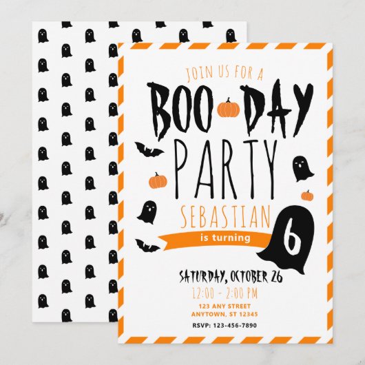 Verjaardag Halloween Boo-Dag Geesten en Vleermuize Kaart (Voorkant / Achterkant)