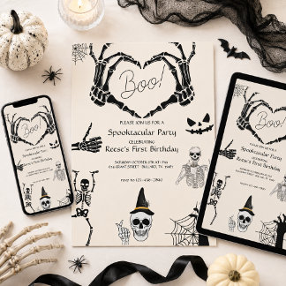 Verjaardag Halloween Boo Skelet Kaart