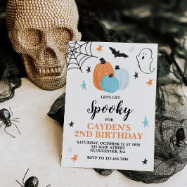 Verjaardag Halloween Griezelfeest Blauwe Pompoenen Kaart