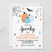 Verjaardag Halloween Griezelfeest Blauwe Pompoenen Kaart (Voorkant)