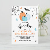 Verjaardag Halloween Griezelfeest Blauwe Pompoenen Kaart (Staand voorkant)