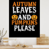 Verjaardag Halloween Herfstbladeren En Pompoenen Poster (Keuken)