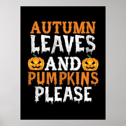 Verjaardag Halloween Herfstbladeren En Pompoenen Poster (Voorkant)