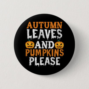 Verjaardag Halloween Herfstbladeren En Pompoenen Ronde Button 5,7 Cm
