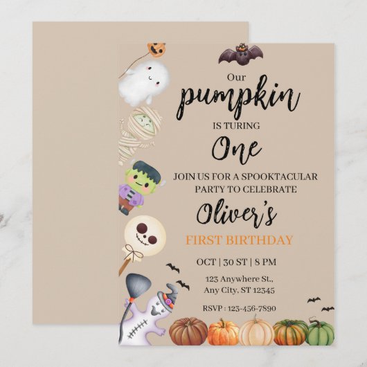 Verjaardag Halloween Kaart (Voorkant / Achterkant)