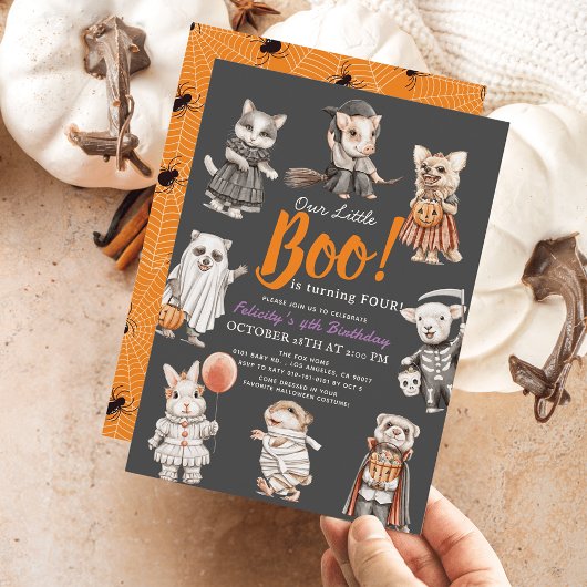 Verjaardag Halloween kostuum voor Boo Animals Kaart