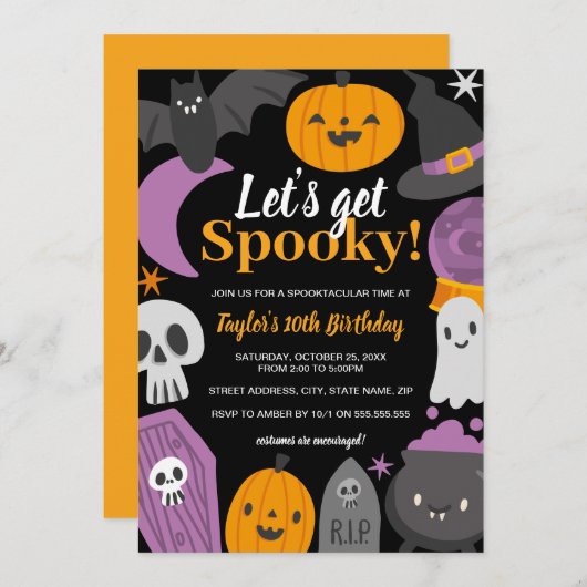 Verjaardag Halloween Laten we Spooky Party Kaart (Voorkant / Achterkant)