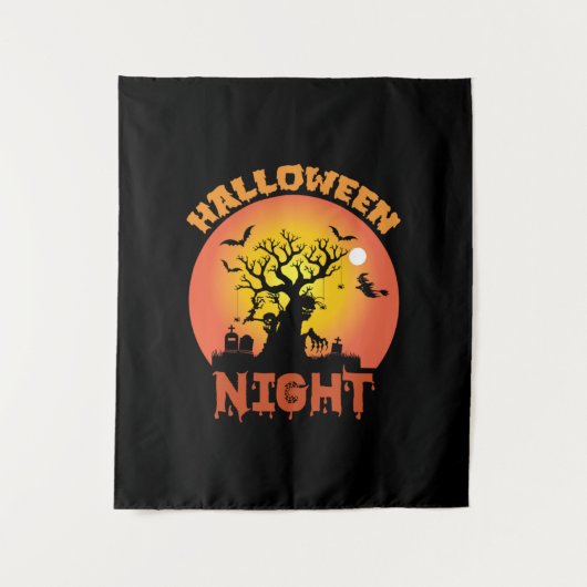 Verjaardag Halloween Nacht Wandkleed (Voorkant)