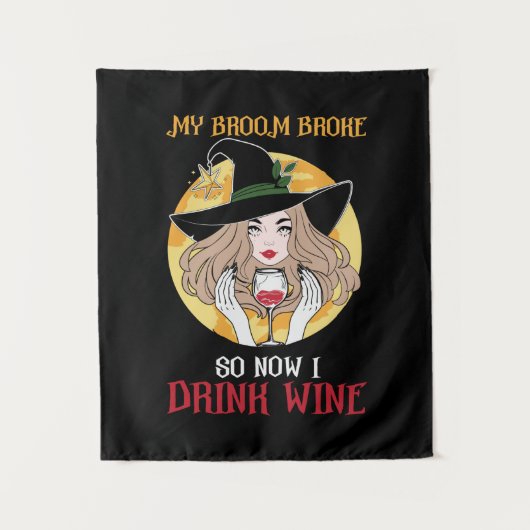 Verjaardag Halloween Nu Drink Ik Wijn Wandkleed (Voorkant)