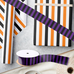 Verjaardag Halloween Paarse zwarte strepen cadeauv Satijnen Lint