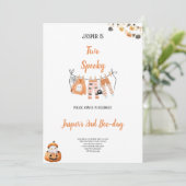 VERJAARDAG HALLOWEEN PLEZIERIGE FEESTVIBE UITNODIG KAART (Staand voorkant)