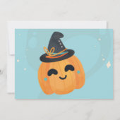 Verjaardag Halloween Pumpkin Blue Party Foto Kaart (Achterkant)