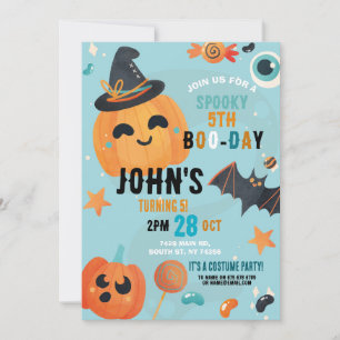 Verjaardag Halloween Pumpkin Blue Party Kinder Kaart
