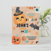 Verjaardag Halloween Pumpkin Blue Party Kinder Kaart (Staand voorkant)