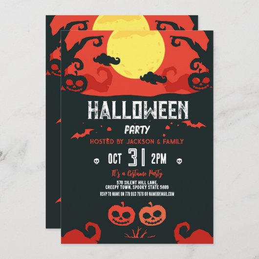 Verjaardag Halloween Pumpkin Party uitnodiging (Voorkant / Achterkant)