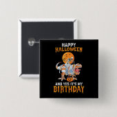 Verjaardag Halloween Skelet Riding Mummy Dinosauru Vierkante Button 5,1 Cm (Voorkant /achterkant)