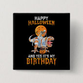 Verjaardag Halloween Skelet Riding Mummy Dinosauru Vierkante Button 5,1 Cm (Voorkant)