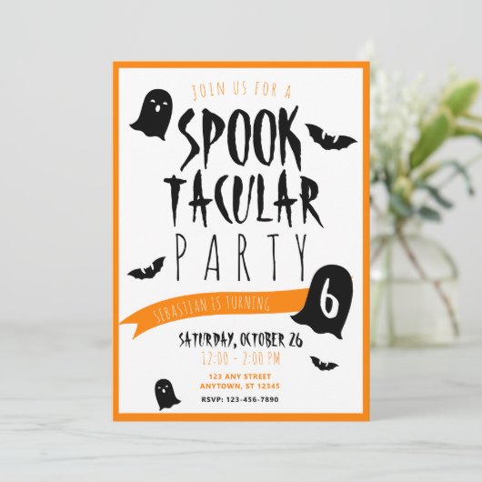 Verjaardag Halloween Spoktaculair Geesten en Vleer Kaart (Staand voorkant)