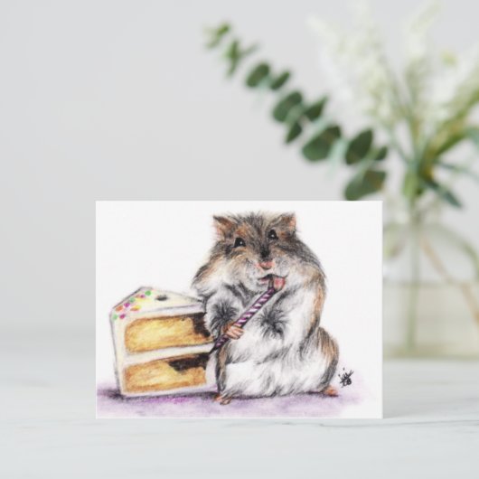 Verjaardag (Hamster) Briefkaarten Plain (Staand voorkant)