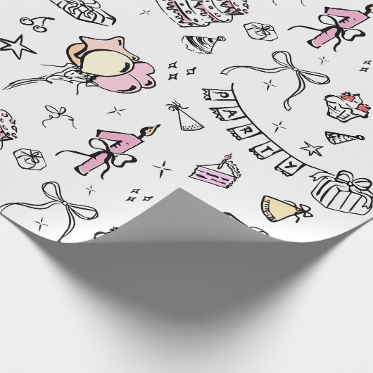 Verjaardag Hand getekend Cadeaupapier (Hoek)