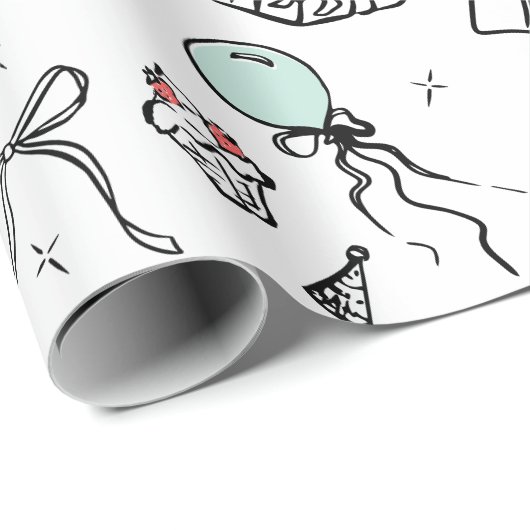 Verjaardag Hand getekend Cadeaupapier (Rol Hoek)