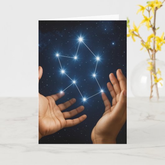 Verjaardag Handen houden Sterrenbeeld Kaart (Gele Bloem)