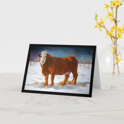 VERJAARDAG: HAPPY BEEF-DAY: PASTELKUNST, KOE KAART (Gele Bloem)