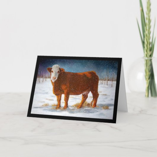 VERJAARDAG: HAPPY BEEF-DAY: PASTELKUNST, KOE KAART (Voorkant)