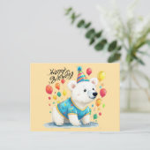 Verjaardag Happy Birthday Polar Bear Ballonnen Fee Briefkaart (Staand voorkant)