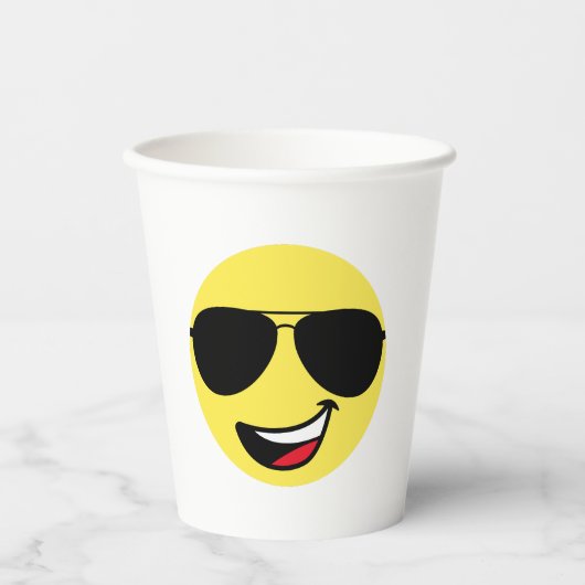 Verjaardag Happy Face Aviator Zonnebril Schattige  Papieren Bekers (Voorkant)