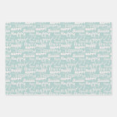 Verjaardag Happy White Aqua Inpakpapier Vel (Voorkant 3)