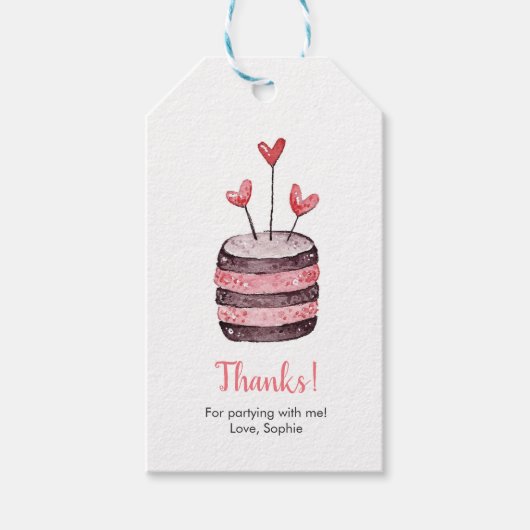 Verjaardag harten taart Dank je wel labels | Favor Cadeaulabel (Voorkant)