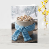 Verjaardag Heet Cacao Met Winter Sjaal Kaart (Gele Bloem)