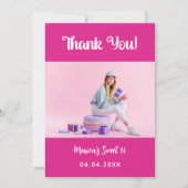 Verjaardag heet roze foto dank u kaart (Voorkant)