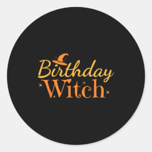 Verjaardag Heks Grappige Halloween T-shirt Ronde Sticker