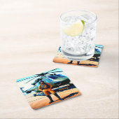 Verjaardag helikopterpiloot kartonnen onderzetters (Insitu)