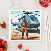 Verjaardag helikopterpiloot servet (Insitu)