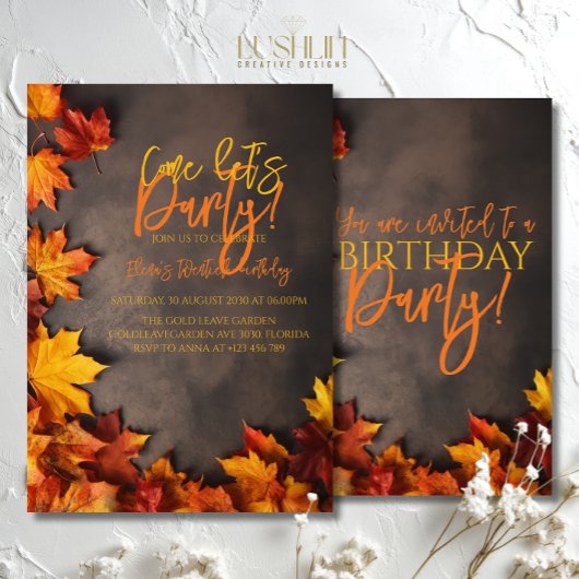 Verjaardag Herfst Bladeren Rustieke Viering Kaart