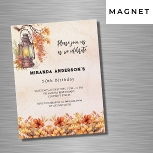 Verjaardag herfst bloemen sinaasappel vintage luxe magnetische uitnodiging