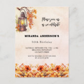 Verjaardag herfst bloemen sinaasappel vintage uitnodiging briefkaart (Voorkant)